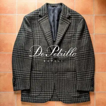 De Petrillo 트위드 자켓 카키 그린 체크 48