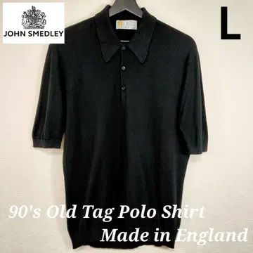 영국제 90년대 JOHN SMEDLEY 구형 택 코튼 피케 셔츠 블랙