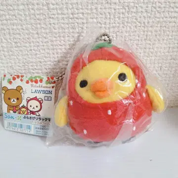리락쿠마 키이로이토리 딸기 봉제 인형 마스코트 키링 레트로