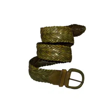 Vintage Green Leather Design Belt