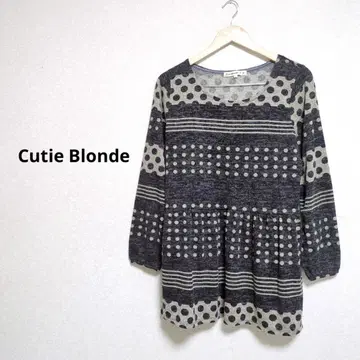 Cutie Blonde 도트 무늬 니트 튜닉 그레이 계열 사이즈 L