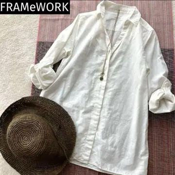 프레임워크 FRAMe WORK 코튼 실크 히요쿠 블라우스 화이트