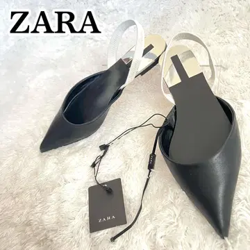 ZARA 스틸레토 샌들 블랙 화이트 23.5cm