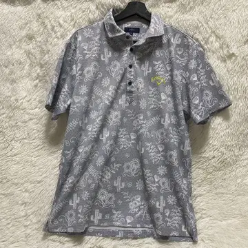 새상품급 Callaway 캑터스 패턴 선인장 꽃 피케 셔츠 3L