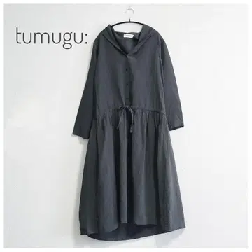 tumugu 쯔무구 숄카라 린넨 롱 원피스 차콜 그레이