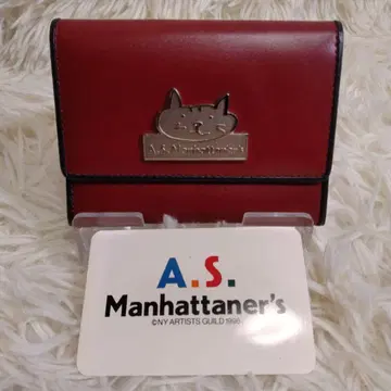 A.S.Manhattaners 가죽 미니 지갑 고양이 레드