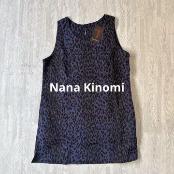 Nana Kinomi 레오파드 무늬 슬리브리스 튜닉 상의 L 레오파드