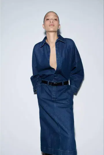 ZARA 데님 미디 원피스 XL 사이즈 13호~15호