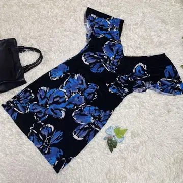 새상품급 로렌 랄프 로렌 원피스 블랙 파랑 꽃무늬 빅 18 2XL