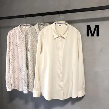 새상품급 유니클로 레이온 블라우스 M 3세트 무지 도트