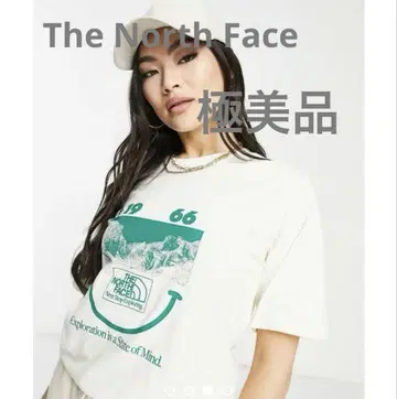 컨디션 최상 North Face 티셔츠 스마일리 아이보리