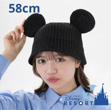 디즈니 미키 메쉬 햇 58cm 블랙 팬캡 여름 귀 포함