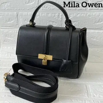 새상품급 Mila Owen 패드 락 백 와이드 숄더 블랙