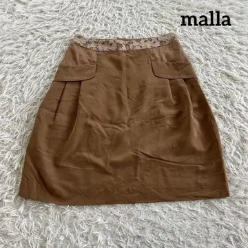 [새상품급] malla 마라 미니 스커트 타이트 레이스 꽃무늬 카멜