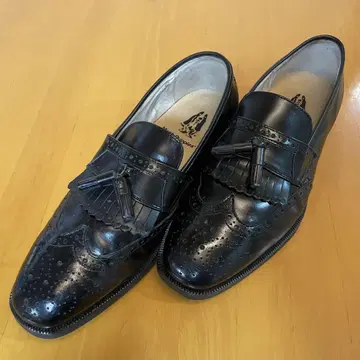 오쓰카 제화 허시파피 태슬 로퍼 26cm 블랙 프린지 가죽 신발