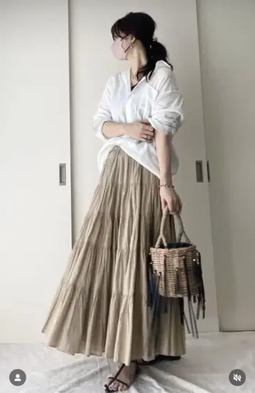 스픽 앤 스팬 코튼 티어드 스커트