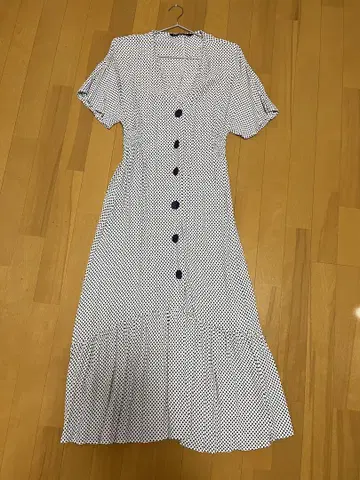 ZARA 도트 무늬 반팔 롱 원피스