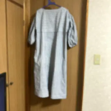 유카타 원단 퍼프 슬리브 7부 플레어 원피스