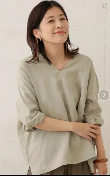 어반 리서치 도어스 린넨 7부 소매 블라우스