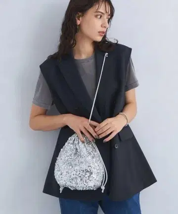 새상품 스팽글 복조리 백 실버 유나이티드 애로우즈 그린 라벨
