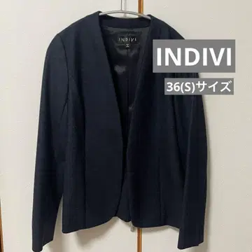 INDIVI 노카라 자켓 네이비