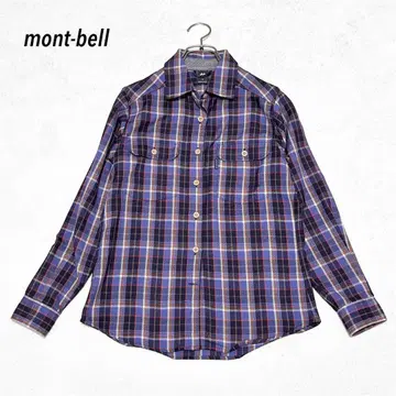 [ mont-bell ] 몽벨 체크 긴팔 셔츠 사이즈 S 파랑 네이비
