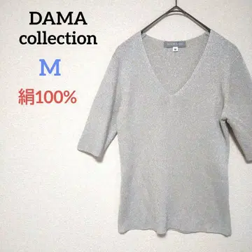 더마 컬렉션 라메 믹스 V넥 티셔츠 실크 100% 실크 반소매