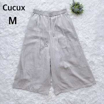 Cucux 와이드 팬츠 그레이 얇은 소재 허리밴딩 M 캐주얼 넉넉한 핏