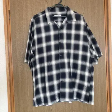 Garcon Wave 옴브레 체크 오픈 카라 셔츠 섀도우 체크
