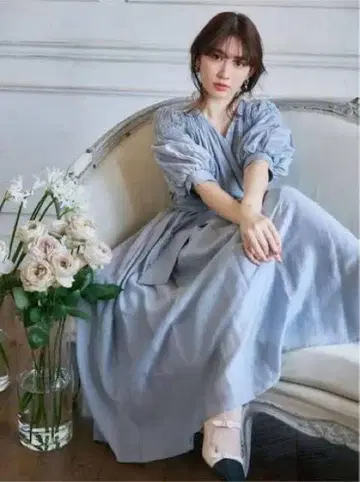 Herlipto Airy Volume Sleeve Dress SBLU