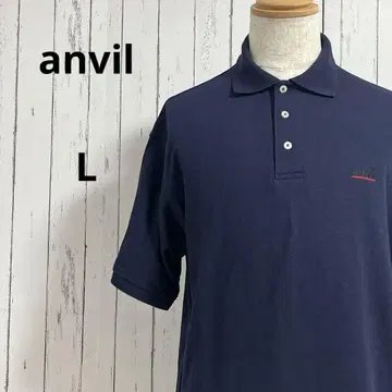 anvil 반팔 피케 셔츠 로고 자수 맨투맨 상의 L 여름 남성용