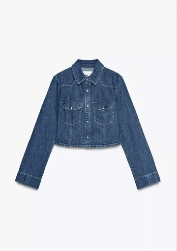 미사용 새상품 자라(ZARA) 크롭 길이 숏 데님 셔츠