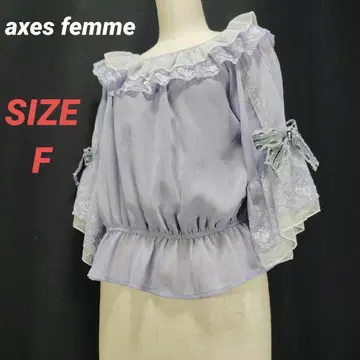 axes femme 엑시즈팜 블라우스 프릴 레이스 리본 보라색 M
