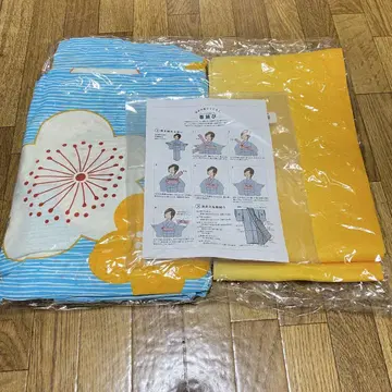 한정품 유카타 오비 세트 설명서 포함 스카이블루 파랑 옐로우 컬러 품절