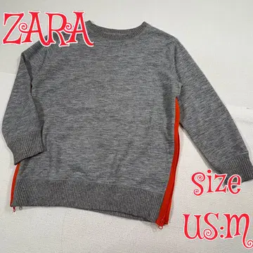 ZARA 사이드 지퍼 플레어 니트 탑 그레이 US:M 자라