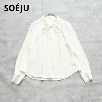 새상품급 소주 조젯 리본 블라우스 포멀 세탁 가능 화이트 M
