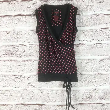 z2878:PUNK ORG STYLE 슬리브리스 스트레치 도트 M