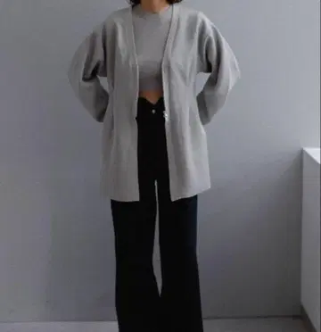 Pasterip Curve sleeve metallic 가디건
