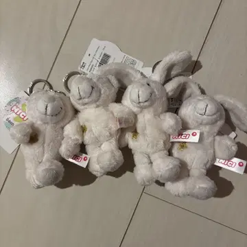 NICI 화이트 베어 토끼 골드 스타 키링