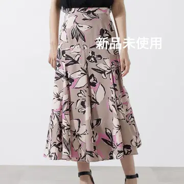 PINKY&DIANNE 플라워 라인 프린트 머메이드 스커트