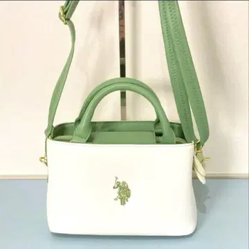 컨디션 최상 U.S. POLO 숄더백 2way 그린 x 화이트