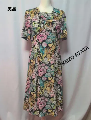 새상품급 KEIZO AYATA 플라워 프린트 반팔 원피스