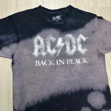 AC/DC BACK IN BLACK 티셔츠 페이드 블랙 농담 컬러