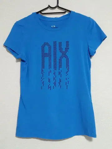 ARMANI EXCHANGE 티셔츠 파랑 스톤 장식 로고 S 사이즈