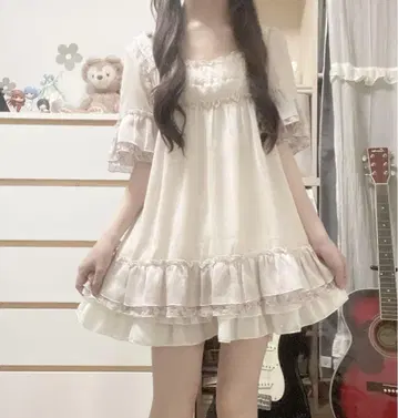 모리걸 페어리 그런지 레트로 걸리시 꽃무늬 프릴 레이스 튜닉