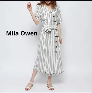 Mila Owen (미라 오웬) 사선 프론트 오픈 버튼 디자인 원피스