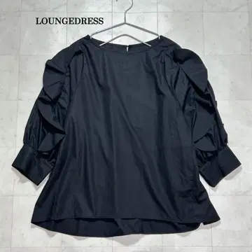loungedress 블라우스 프릴 소매 7부 소매 블랙 Free
