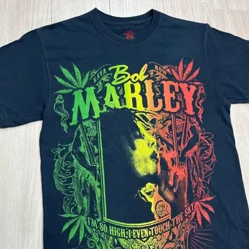 BOB MARLEY 티셔츠 빅 프린트 라스타 컬러 레게