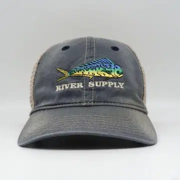 RIVER SUPPLY 씨라 물고기 자수 메쉬 캡 구제 의류 분위기