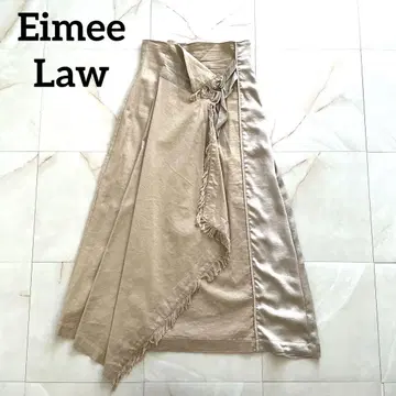 Eimee Law 아지메 랩 스커트 베이지 38 광택 절개